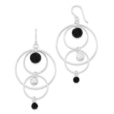 Black and White Crystal Rhodium-plated Earrings Sterling Silver QE12538