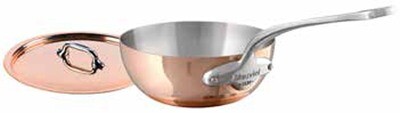 Mauviel M150S Curved Splayed Saute Pan W Lid 20cm 8 Inch 2.1 Qt.