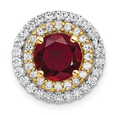 Created Ruby Pendant 14k Two-tone Gold Lab Grown Diamond PM7503-CRU-063-WYLG, MPN: PM7503-CRU-063-W…