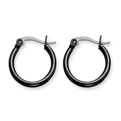 Black IP plated 19mm Hoop Earrings - Stainless Steel SRE565 by Chisel, MPN: SRE565, 883957583983