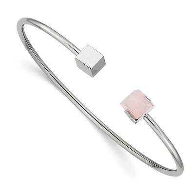 Rose Quartz Flexible Bangle Stainless Steel Polished SRB2576, MPN: SRB2576, 191101864780