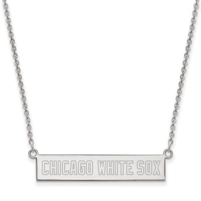 MLB Chicago White Sox Small Bar Necklace Sterling Silver Rhodium-plated SS023WHI-18, MPN: SS023WHI-…