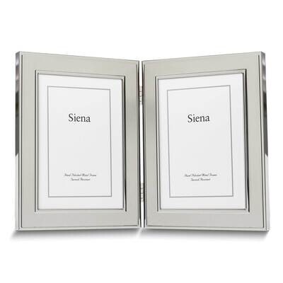 Bilaminate Sterling Silver Beveled Border Double 4 x 6 Inch Photo Picture Frame GM25968, MPN: GM259…