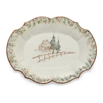 Arte Italica Natale Casa Scalloped Oval Tray NAT6832