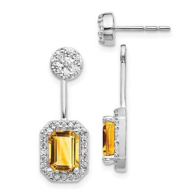 Citrine Earrings 14k White Gold Diamond EM4195-CI-062-WA, MPN: EM4195-CI-062-WA, 191101837906
