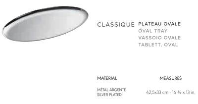Ercuis Classique Oval Tray 16.75 x 13 Inch Silver Plated F530455-37, MPN: F530455-37, 790955040472