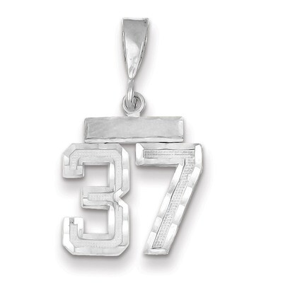 Number 37 Charm Small Diamond -cut 14k white Gold WSN37, MPN: WSN37, 883957114224
