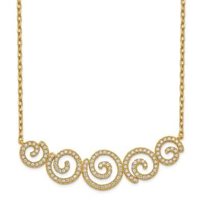 Gold-Tone Cz Swirls 16 Inch with 2 Inch Extension Necklace Sterling Silver QG5621-16, MPN: QG5621-1…