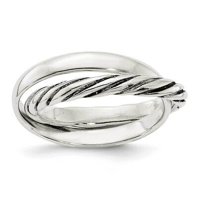 Twisted Intertwined Rings Sterling Silver Polished QR7236, MPN: QR7236,