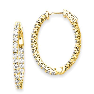 Diamond Oval Hoop with Safety Clasp Earrings 14k Gold XE2023AA, MPN: XE2023AA, 191101536458