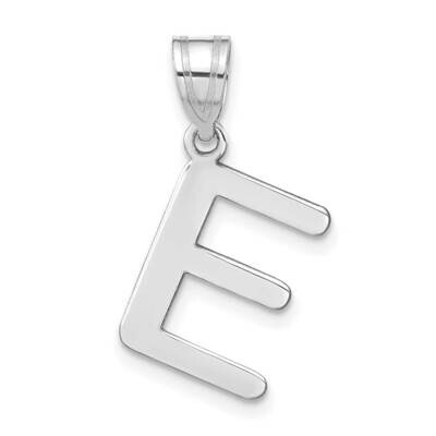 Bubble Letter E Initial Pendant 14k White Gold Polished YC1441WE, MPN: YC1441WE, 196904085868
