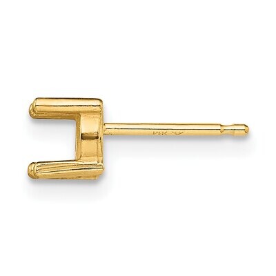 Round 4-Prong .10ct. Single Gallery Post Earring Mounting 14k Yellow Gold YG337, MPN: YG337,