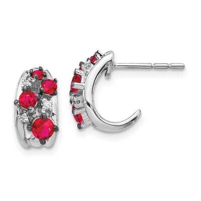 Ruby Polished Post Hoop Earrings 14k White Gold Diamond EM5595-RU-004-WA, MPN: EM5595-RU-004-WA, 19…