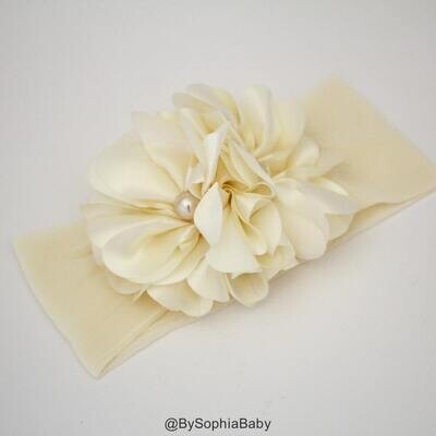 Ivory Flower Baby Headband Baby Flower Headband Newborn Headband Baby Girl Headband Photo Prop Big …