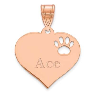 Ss Rose-Plated Personalized Heart with Paw Print Cut Out Pendant XNA766RP, MPN: XNA766RP,
