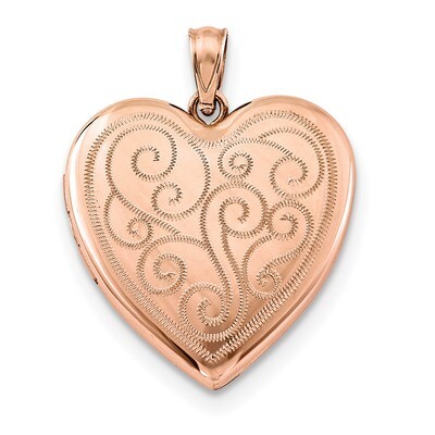 24mm Swirl Design Heart Locket Sterling Silver Rose Gold-plated QLS751, MPN: QLS751, 191101454837