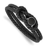 Black Carbon Fiber Inlay Black Leather 8.5 Inch Bracelet Stainless Steel Polished SRB2812-8.5, MPN:…