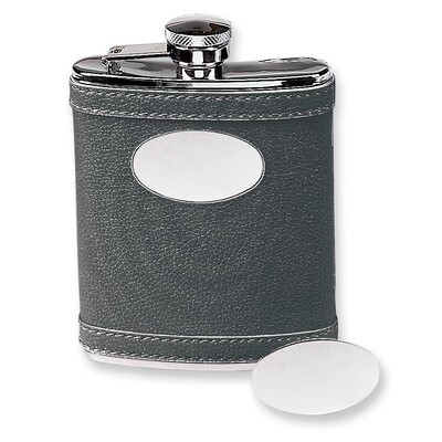 6 oz. Stainless Steel Faux Leather Black Flask GM685, MPN: GM685, 47105210347