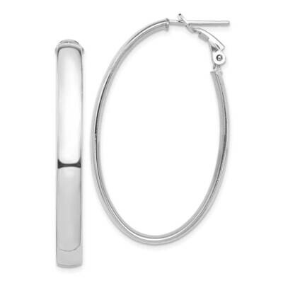 5mm Omega Back Oval Hoop Earrings 14k White Gold High Polished PRE960W, MPN: PRE960W, 191101984839