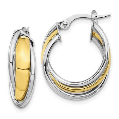 Leslie&#39;s Hoop Earrings 10k Two-tone Polished Gold HB-10LE494, MPN: 10LE494, 191101737350