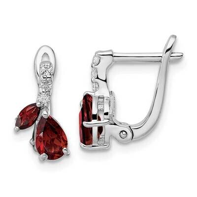 2.20T.W. Ga White Topaz Hinged Earrings Sterling Silver Rhodium-Plated QE16641GA, MPN: QE16641GA, 1…