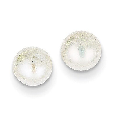 6-7mm White Button Cultured Pearl Stud Earrings 14k Gold X60BW, MPN: X60BW, 815479016359
