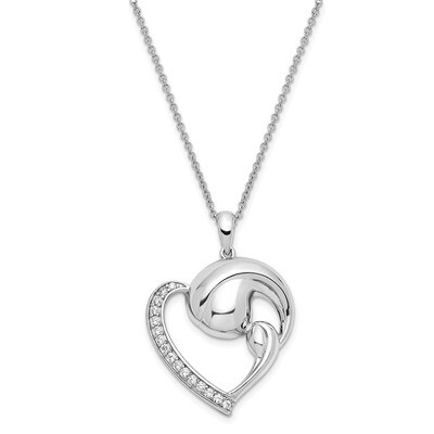 Motherhood 18 Inch Necklace Sterling Silver CZ Diamond QSX624, MPN: QSX624, 191101228285