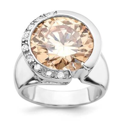 Sterling Silver Peach &amp; White CZ Ring JRS2802-7