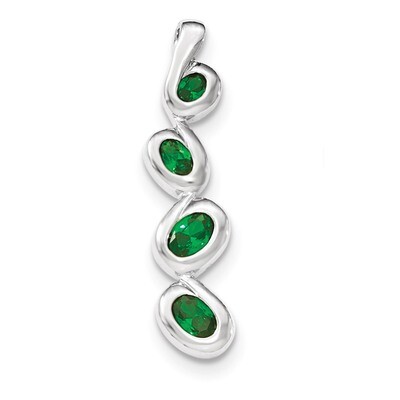 Green CZ Chain Slide Pendant Sterling Silver QP4175