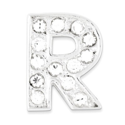 CZ Initial R Charm Sterling Silver QC6527R