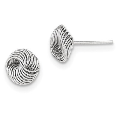 Twisted Knot Bead Post Earrings Sterling Silver Rhodium-plated Polished QE11788, MPN: QE11788, 1911…