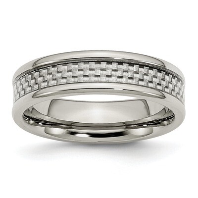 Polished with Grey Carbon Fiber Inlay 6mm Band Stainless Steel SR260-10