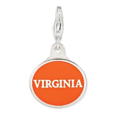 Enamel University of Virginia with Lobster Clasp Charm Sterling Silver QCC1113