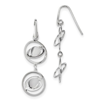 Twisted Circles Shepherd Hook Earrings Sterling Silver Rhodium QE13046, MPN: QE13046, 191101207204