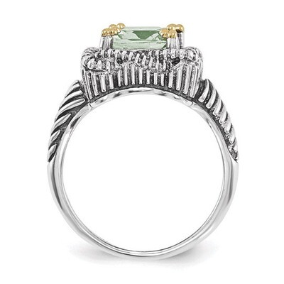 Green Quartz Ring Sterling Silver &amp; 14k Gold QTC1488, MPN: QTC1488,