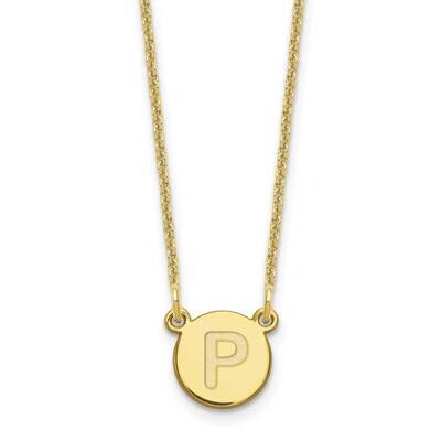 Tiny Circle Block Initial Letter P Necklace 10k Gold 10XNA722Y/P, MPN: 10XNA722Y/P,