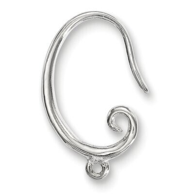 Fancy French Wire with Ring Earring Component Sterling Silver Polished SS4933, MPN: SS4933,
