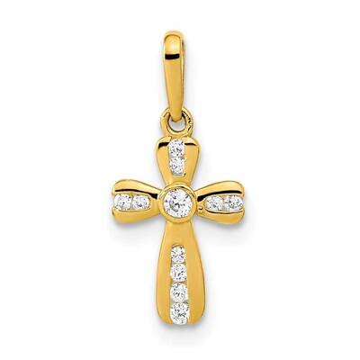 CZ Diamond Cross Pendant 14k Gold Polished XR1968, MPN: XR1968,