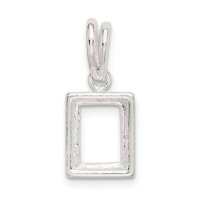 Emerald 5 x 3mm Back Set Loose Bail Pendant Setting Sterling Silver SS3261, MPN: SS3261,