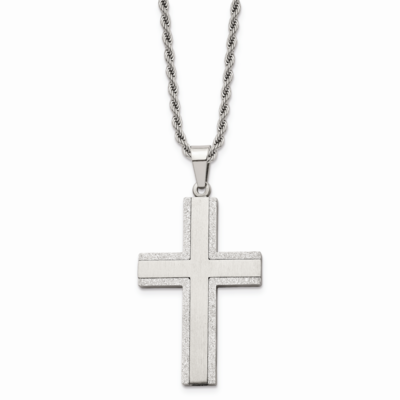 Laser Cut Edges Cross Pendant Necklace Stainless Steel SRN732-24 by Chisel, MPN: SRN732-24, 8867742…