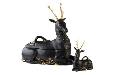 Mottahedeh Stag Compote Matt Black Small 5.5 X 2 X 7 Inch TD408, MPN: TD408,
