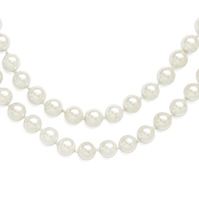 2 Row 7-8Mm White Shell Bead Necklace Sterling Silver QMJN270W-18, MPN: QMJN270W-18, 886774294513
