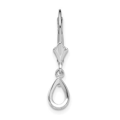 Pear 6 x 4mm Back-Set Dangle Leverback Earring Mounting 14k White Gold WG416, MPN: WG416,