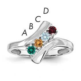 Synthetic 4 Stone Mother&#39;s Ring Sterling Silver Rhodium-plated XMR13/4SS-5, MPN: XMR13_4W--6, 88395…
