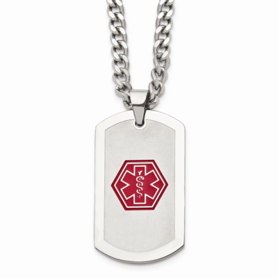 Dog Tag Medical Necklace Stainless Steel SRN907-30 by Chisel, MPN: SRN907-30, 886774277288