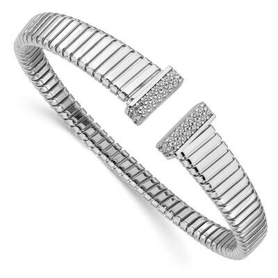 Leslie&#39;s CZ Diamond Polished Bangle Sterling Silver Rhodium-plated HB-QLF1120, MPN: QLF1120, 191101…