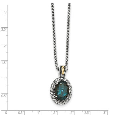London Blue Topaz Hinged Bail Necklace Sterling Silver &amp; 14k Gold QTC1365, MPN: QTC1365, 1911014656…