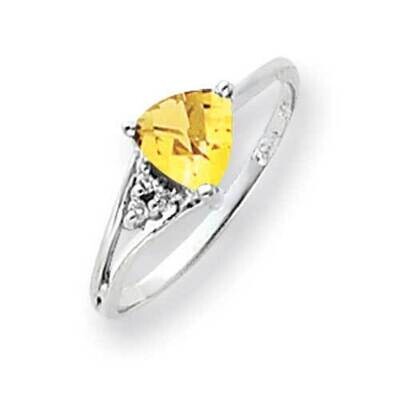 6mm Citrine Diamond Ring 14k White Gold Y4745CI_AA, MPN: Y4745CI_AA, 883957604732