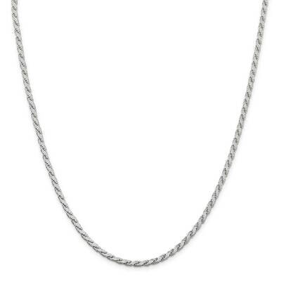 3.1mm Flat Rope Chain 26 Inch Sterling Silver QFC204-26, MPN: QFC204-26,