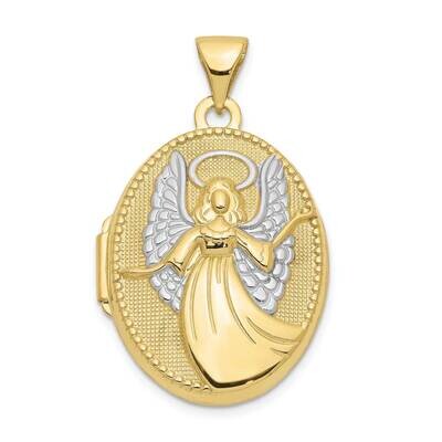 Rhodium 21mm Oval Guardian Angel Locket 10k Gold 10XL652, MPN: 10XL652,